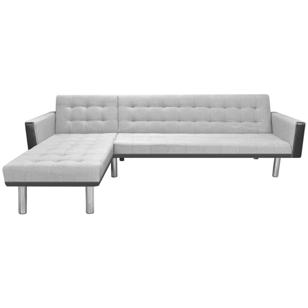  Canapé-lit d'angle tissu 218 x 155 x 69 cm noir et gris