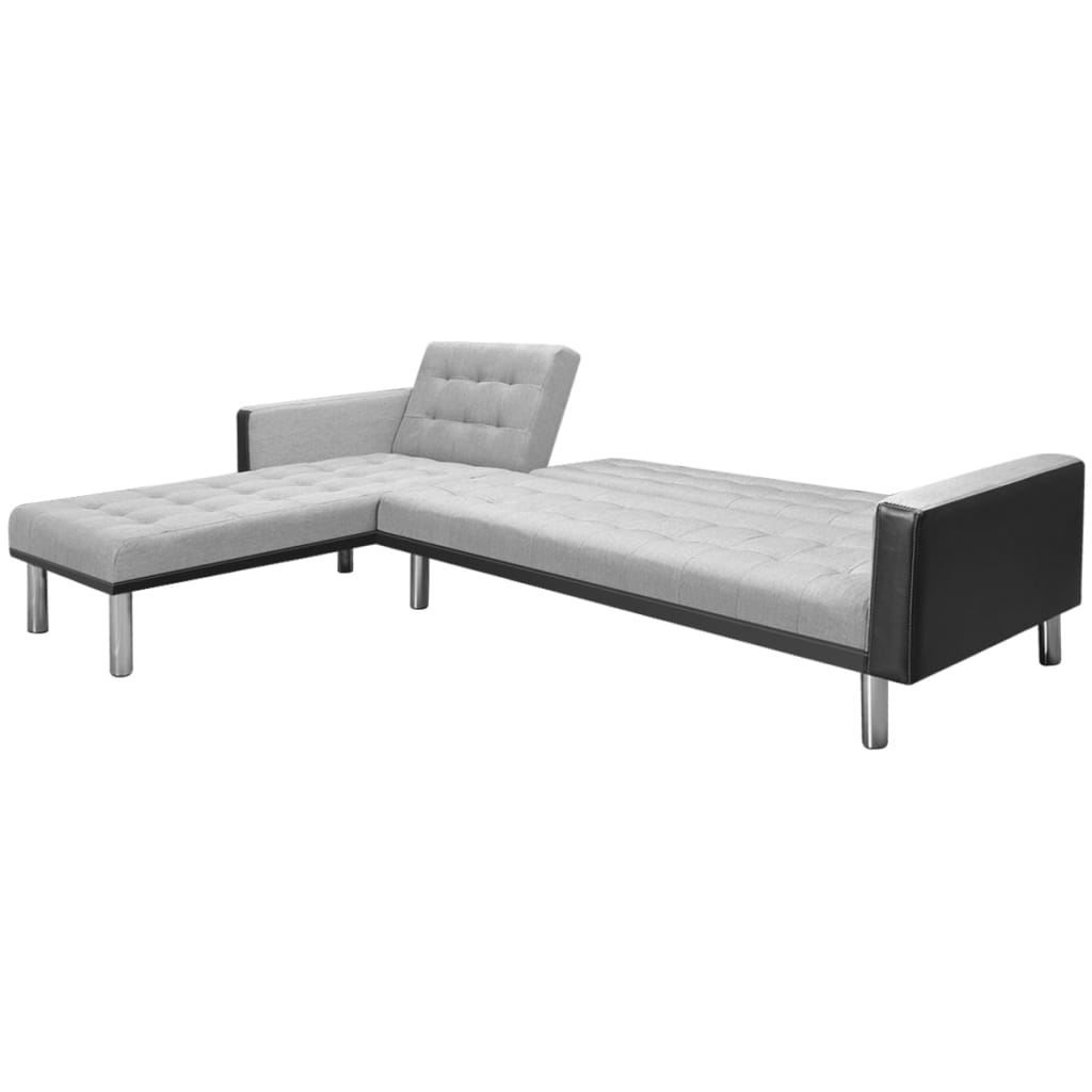  Canapé-lit d'angle tissu 218 x 155 x 69 cm noir et gris