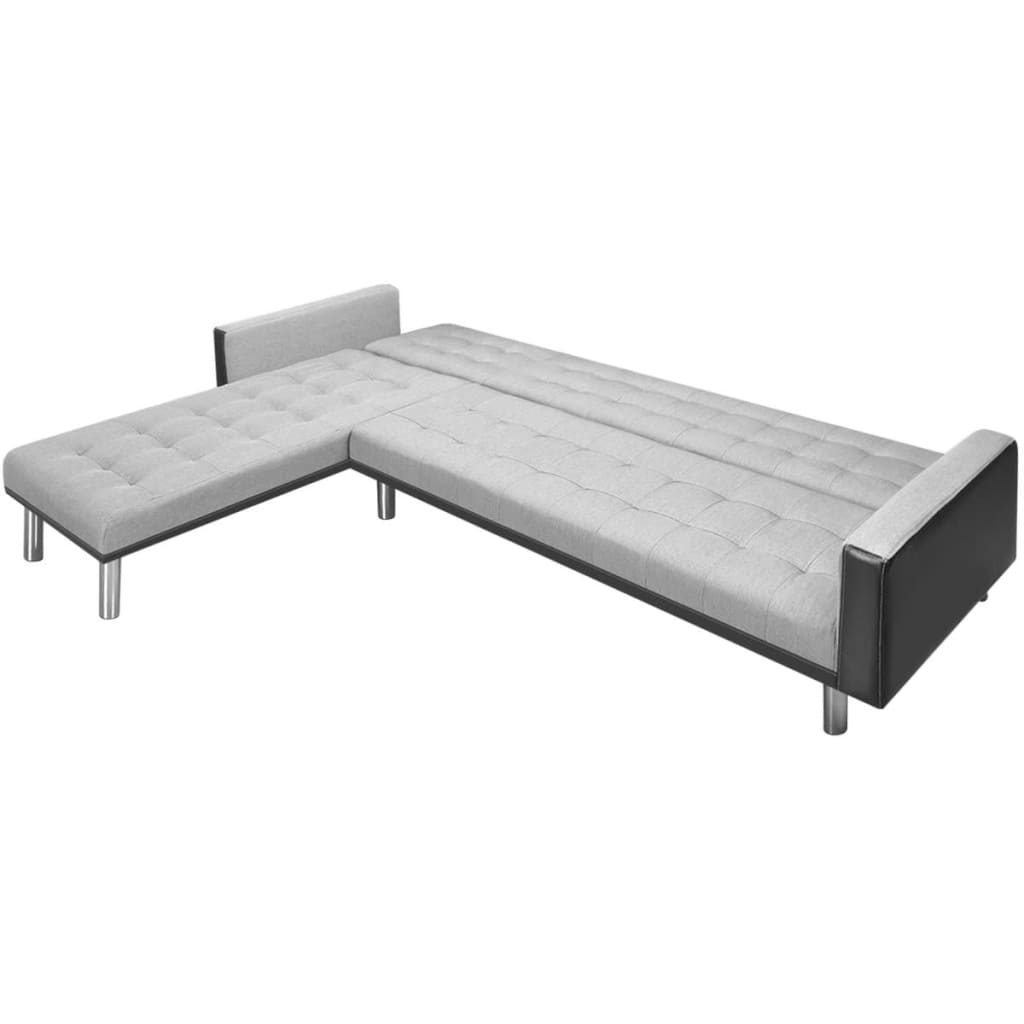  Canapé-lit d'angle tissu 218 x 155 x 69 cm noir et gris
