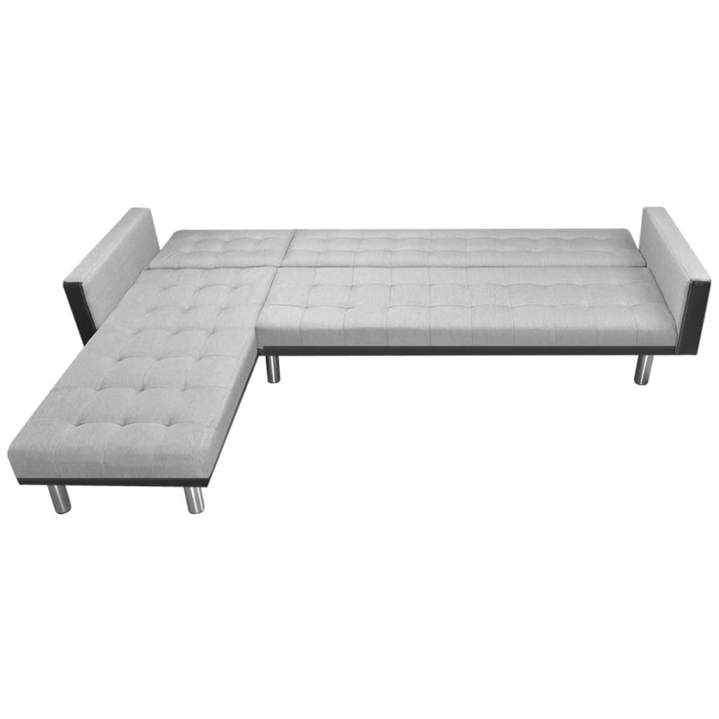  Canapé-lit d'angle tissu 218 x 155 x 69 cm noir et gris