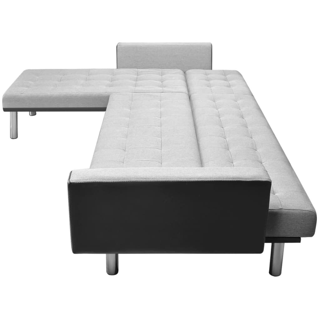  Canapé-lit d'angle tissu 218 x 155 x 69 cm noir et gris