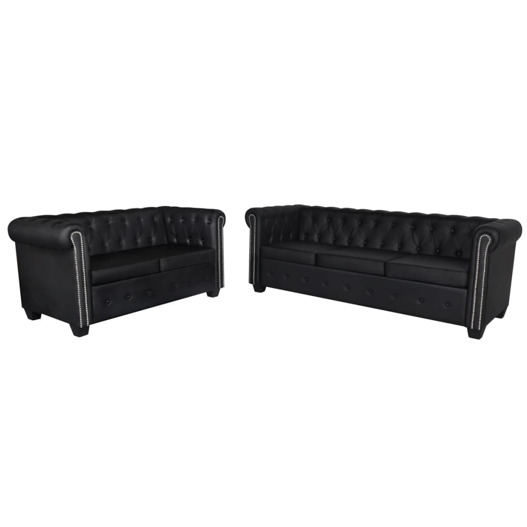  Canapé Chesterfield à 2 places et à 3 places noir