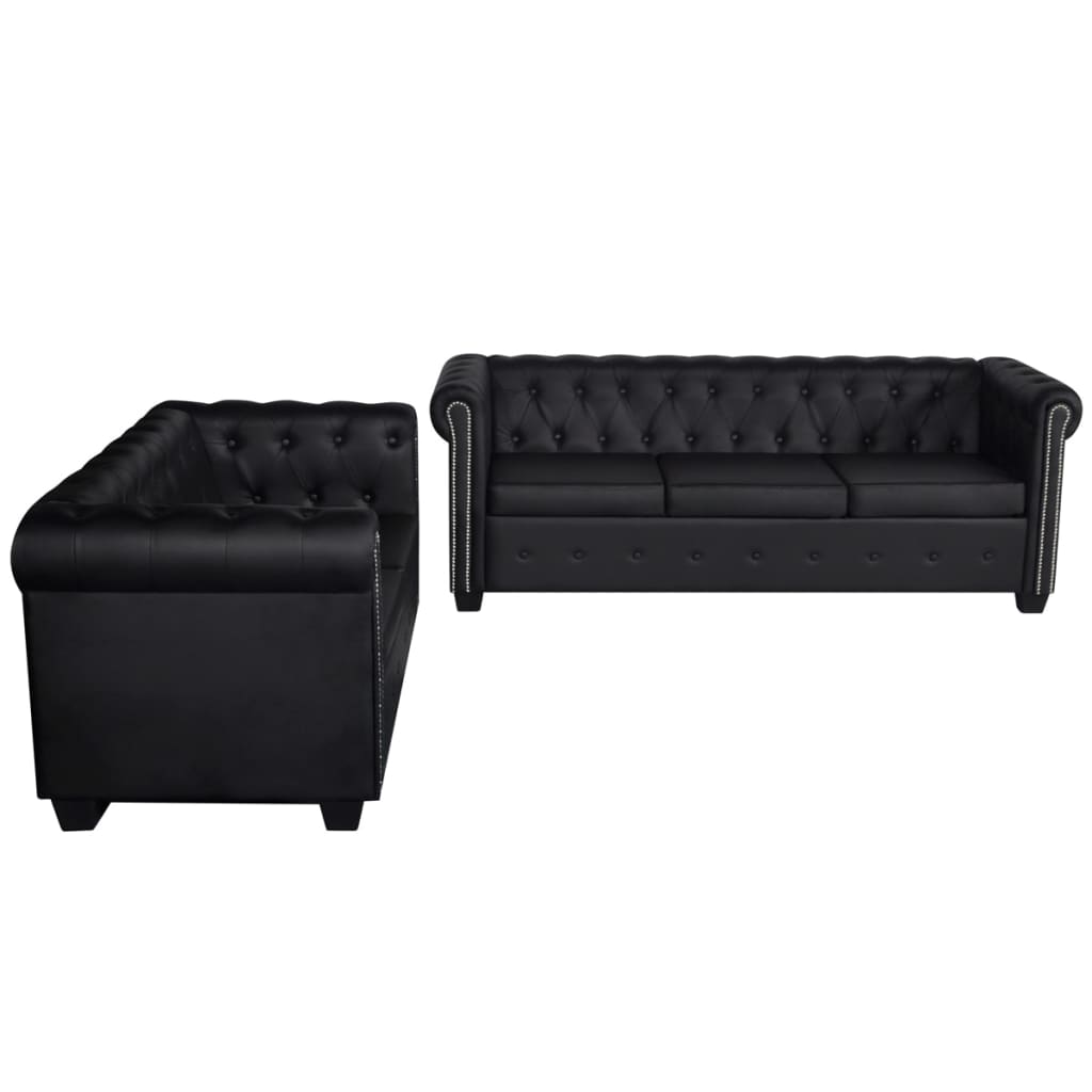  Canapé Chesterfield à 2 places et à 3 places noir