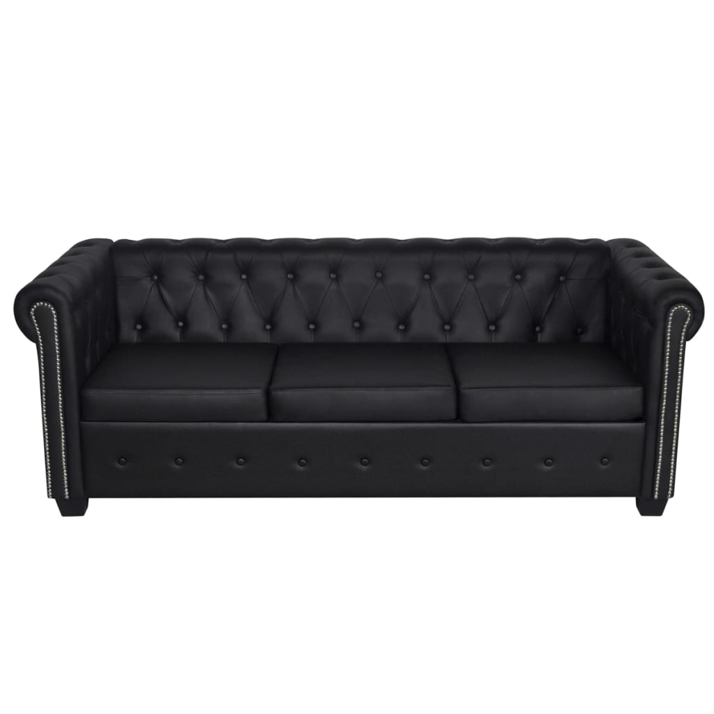  Canapé Chesterfield à 2 places et à 3 places noir