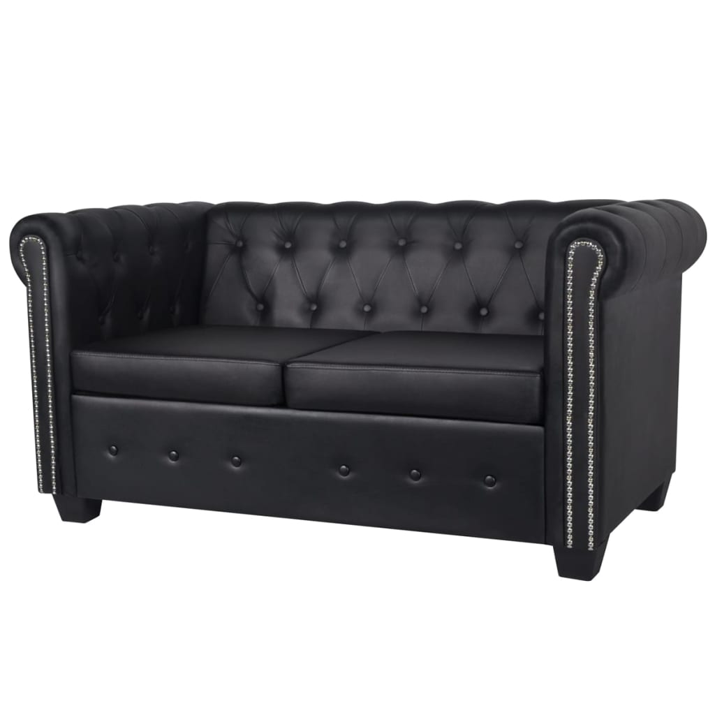  Canapé Chesterfield à 2 places et à 3 places noir