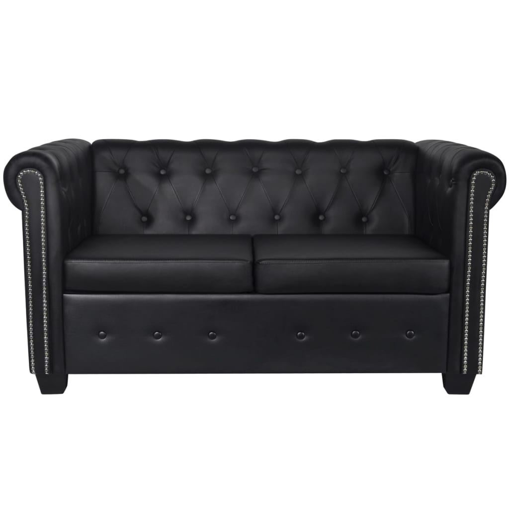  Canapé Chesterfield à 2 places et à 3 places noir
