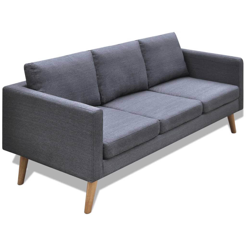  Canapé à 3 places Tissu Gris foncé