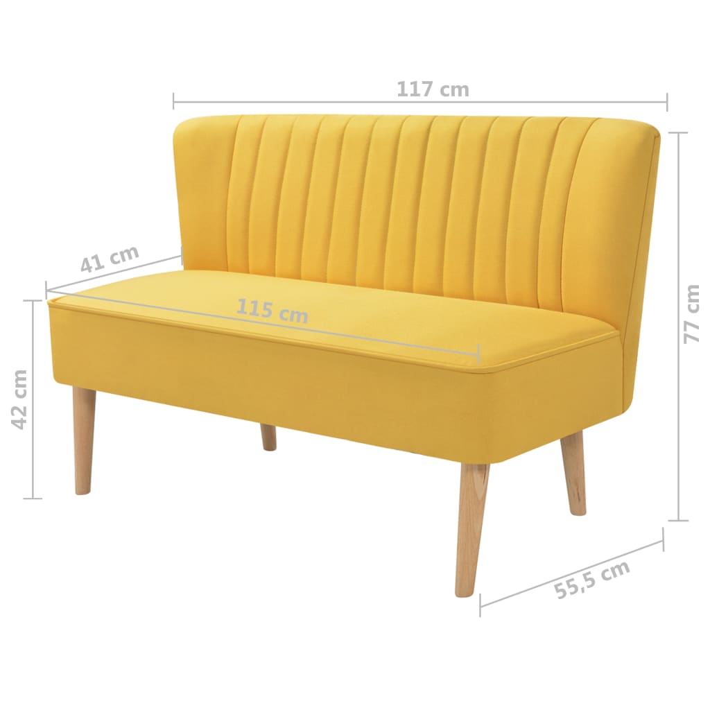  Canapé 117 x 55,5 x 77 cm Tissu Jaune