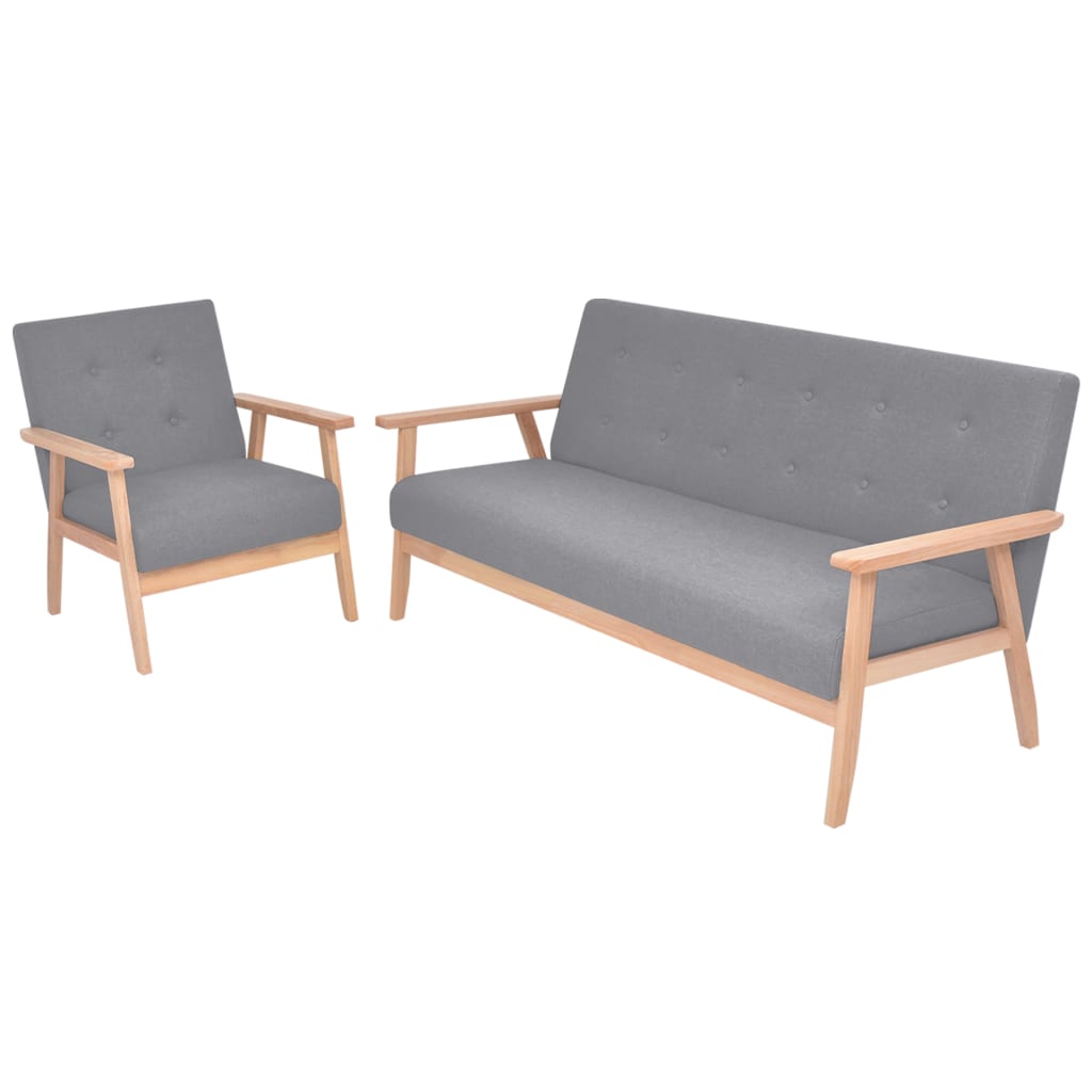  Ensemble de canapés 2 pcs Tissu Gris clair