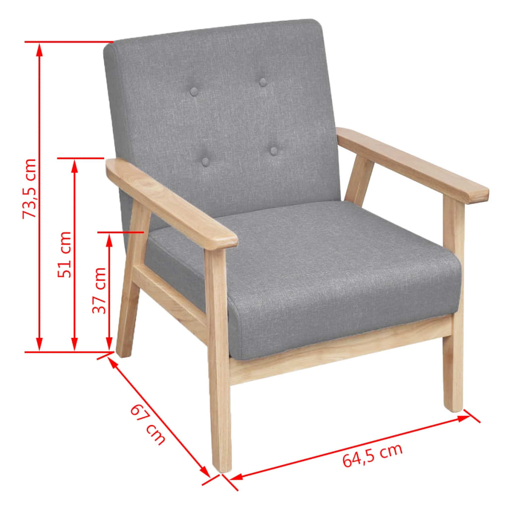 Ensemble de canapés 2 pcs Tissu Gris clair