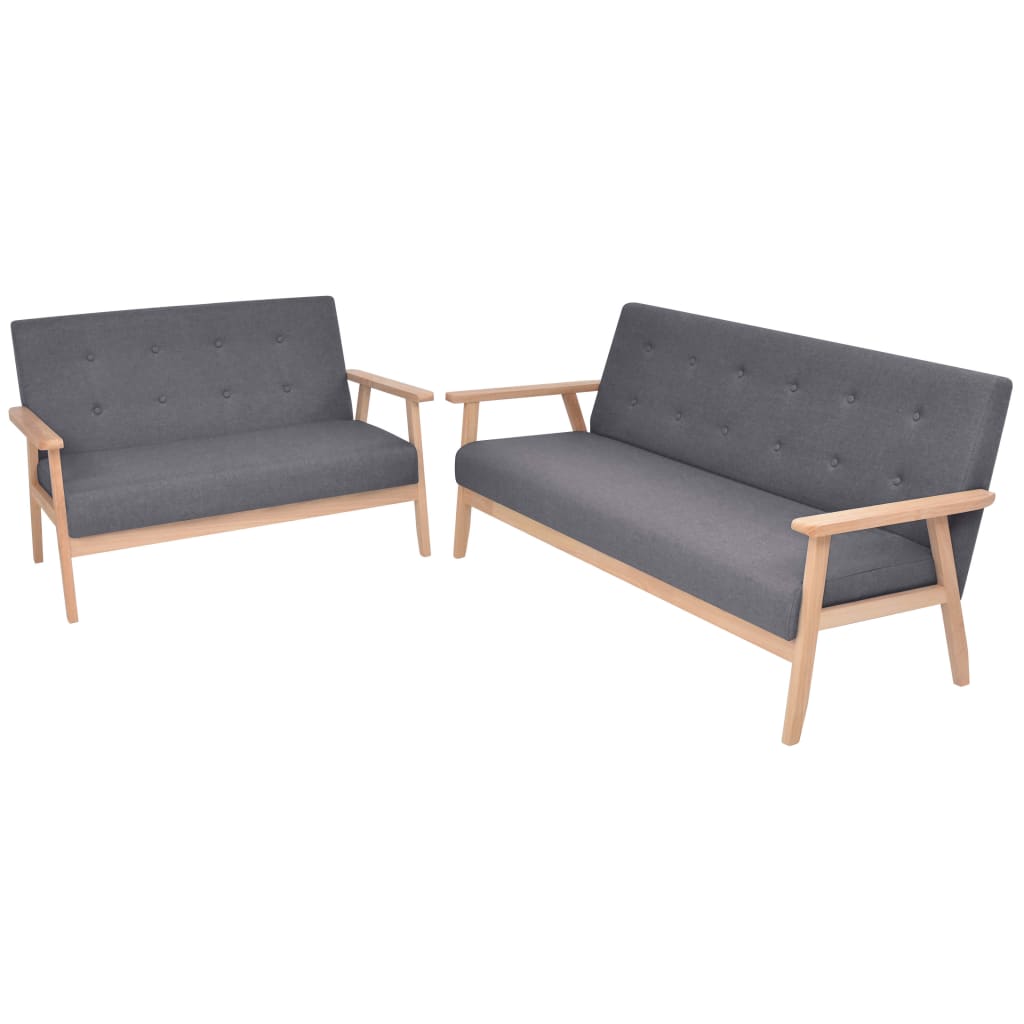  Jeu de canapé 2 pcs Tissu Gris foncé