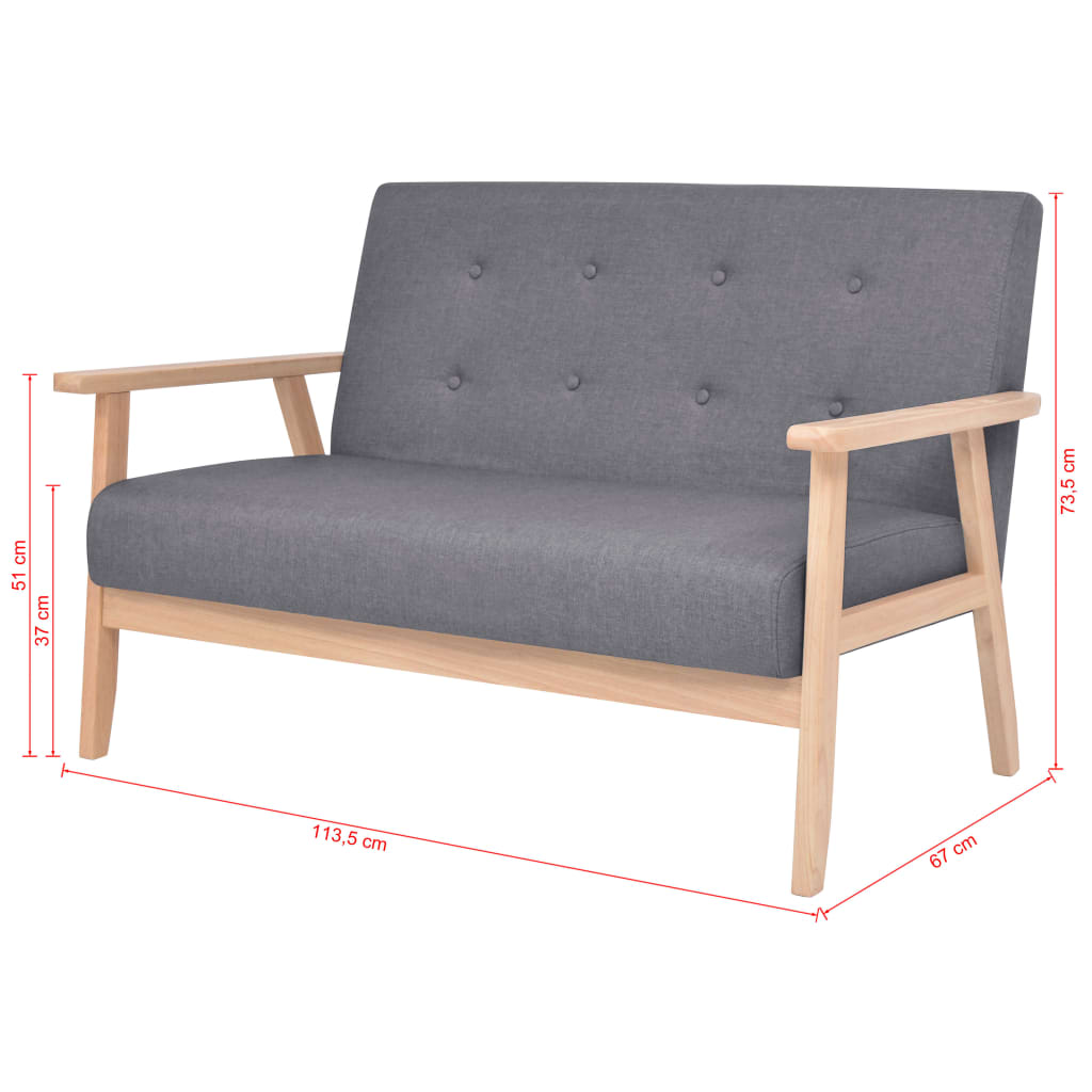  Jeu de canapé 2 pcs Tissu Gris foncé