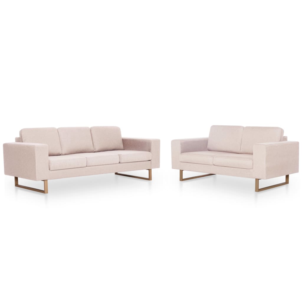  Ensemble de canapé 2 pcs Tissu Crème