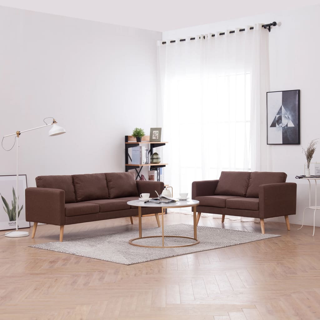  Ensemble de canapé 2 pcs Tissu Marron