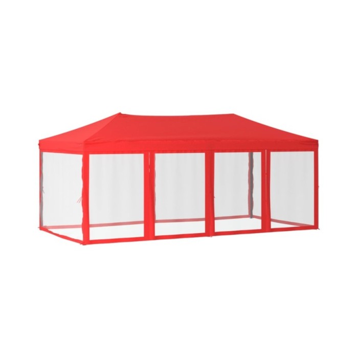 Tente de réception pliable avec parois Rouge 3x6 m