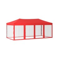Tente de réception pliable avec parois Rouge 3x6 m