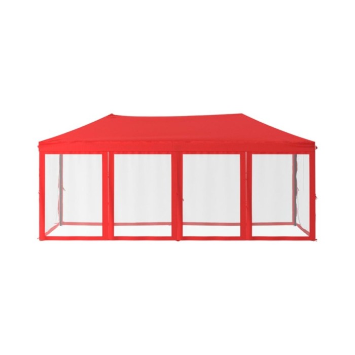 Tente de réception pliable avec parois Rouge 3x6 m