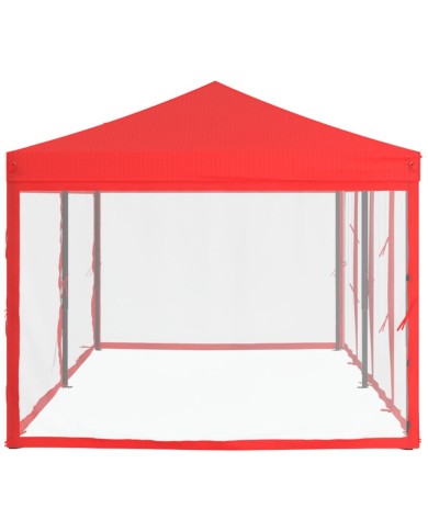 Tente de réception pliable avec parois Rouge 3x6 m