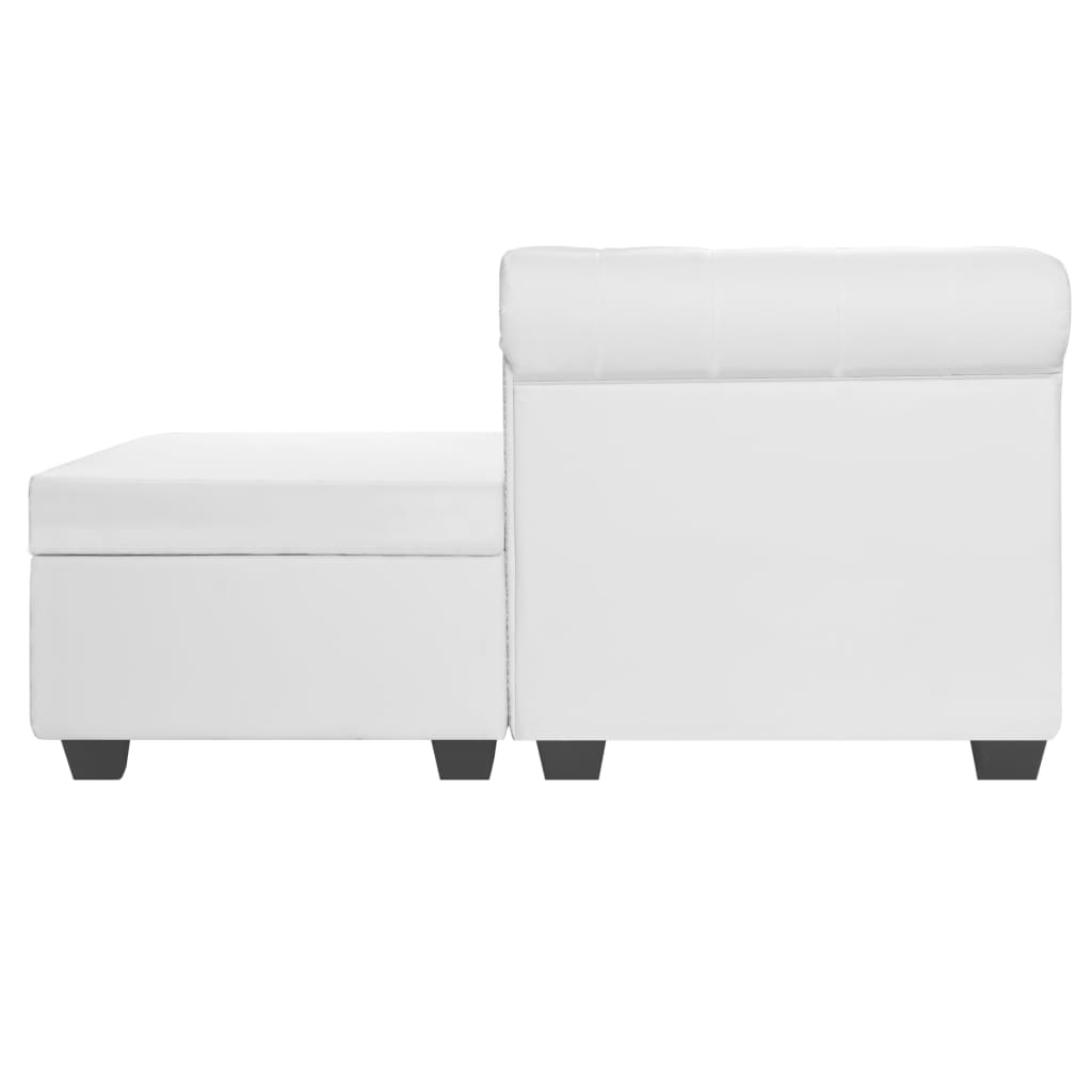  Canapé Chesterfield en forme de L cuir synthétique blanc