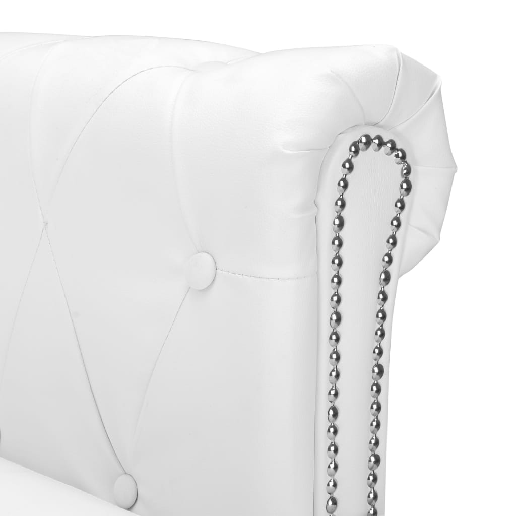  Canapé Chesterfield en forme de L cuir synthétique blanc