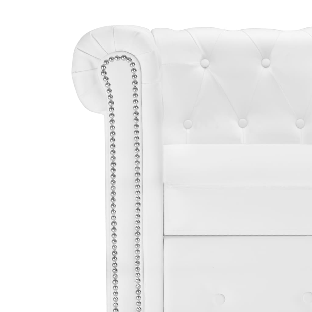  Canapé Chesterfield en forme de L cuir synthétique blanc
