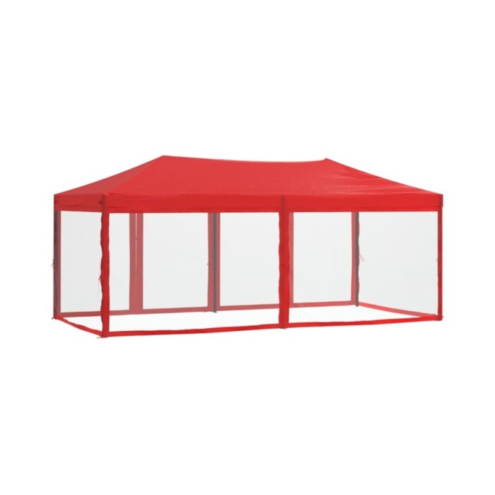 Tente de réception pliable avec parois Rouge 3x6 m