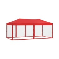 Tente de réception pliable avec parois Rouge 3x6 m