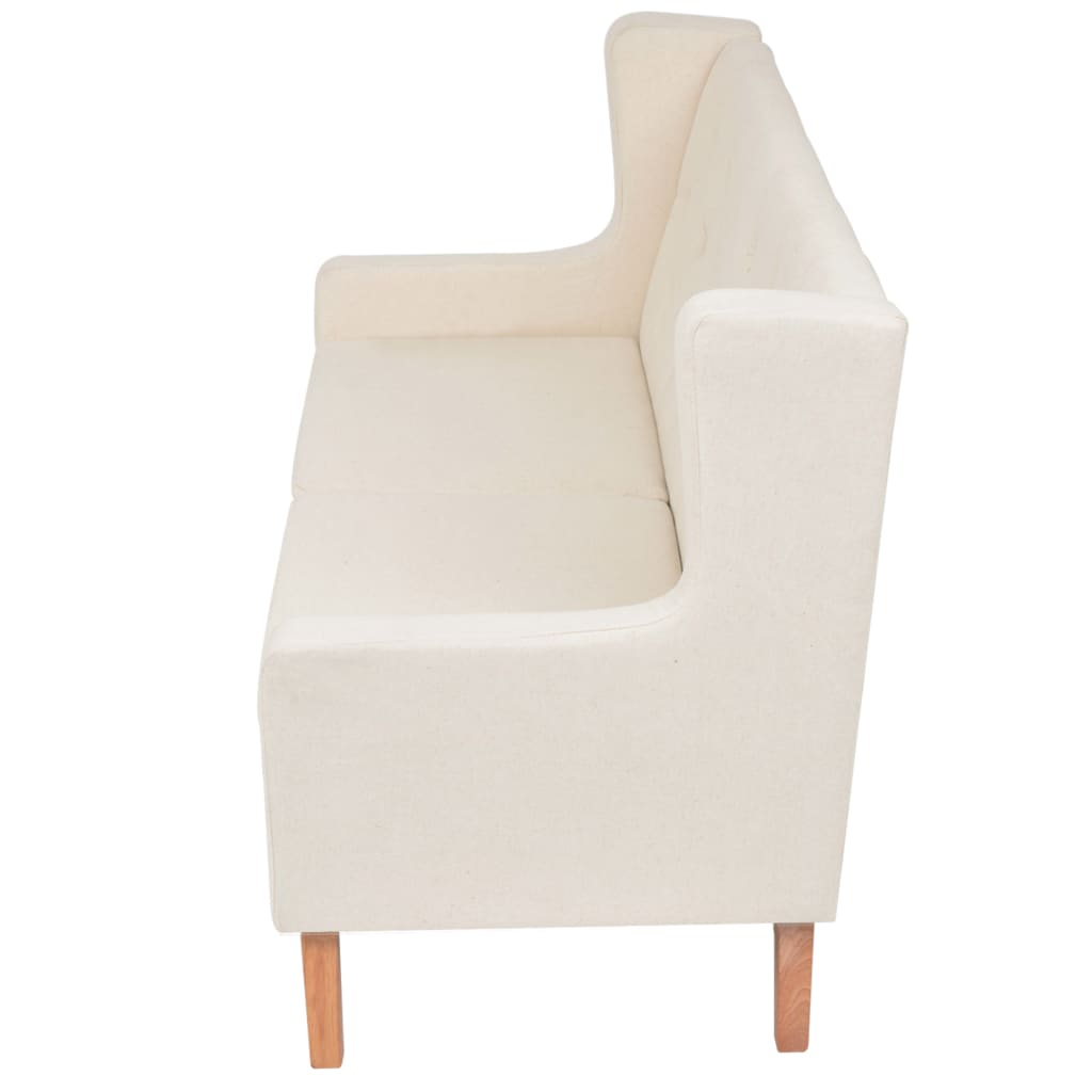  Ensemble de canapés 3 pcs tissu blanc crème