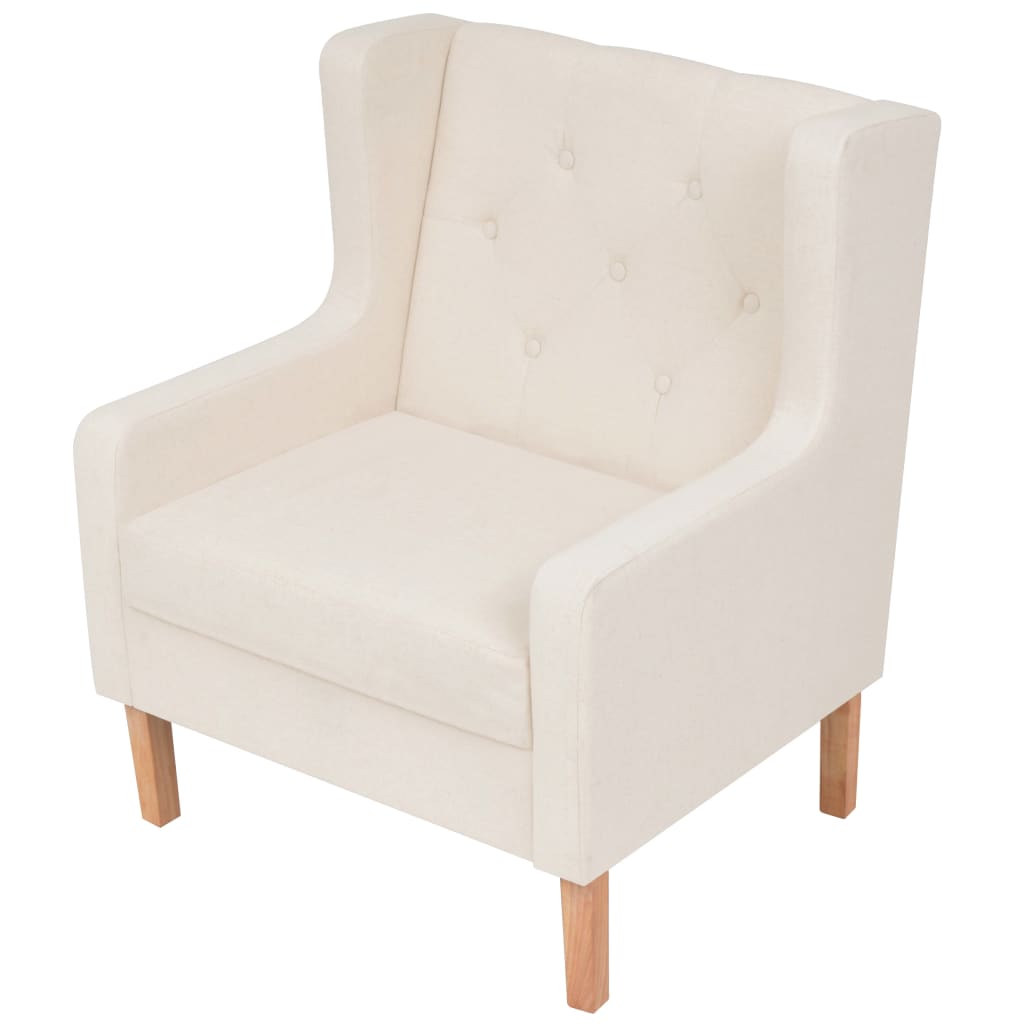  Ensemble de canapés 3 pcs tissu blanc crème