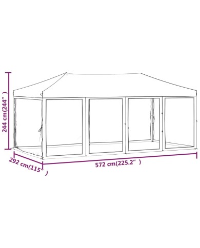 Tente de réception pliable avec parois Rouge 3x6 m