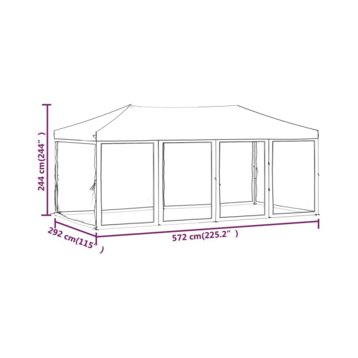 Tente de réception pliable avec parois Rouge 3x6 m