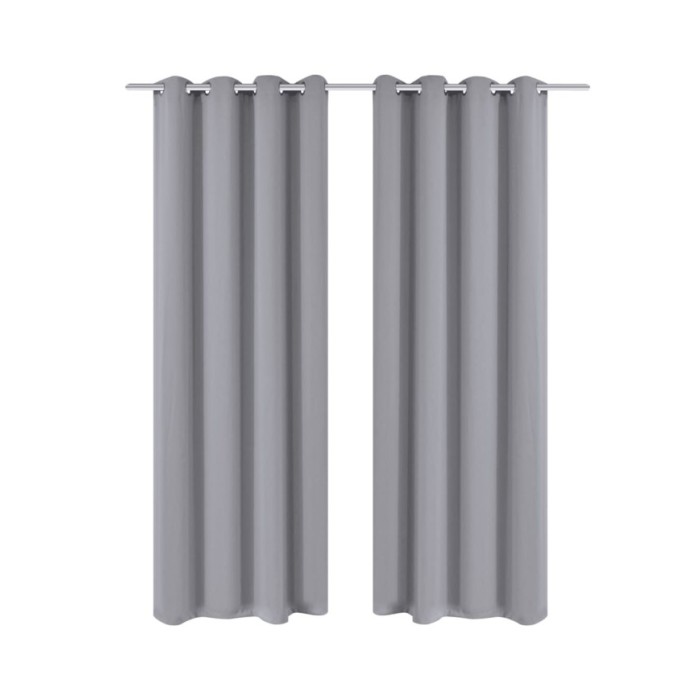 2 pcs Rideau Blackout Occultant Gris avec Œillets en métal 135x245cm