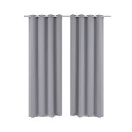 2 pcs Rideau Blackout Occultant Gris avec Œillets en métal 135x245cm