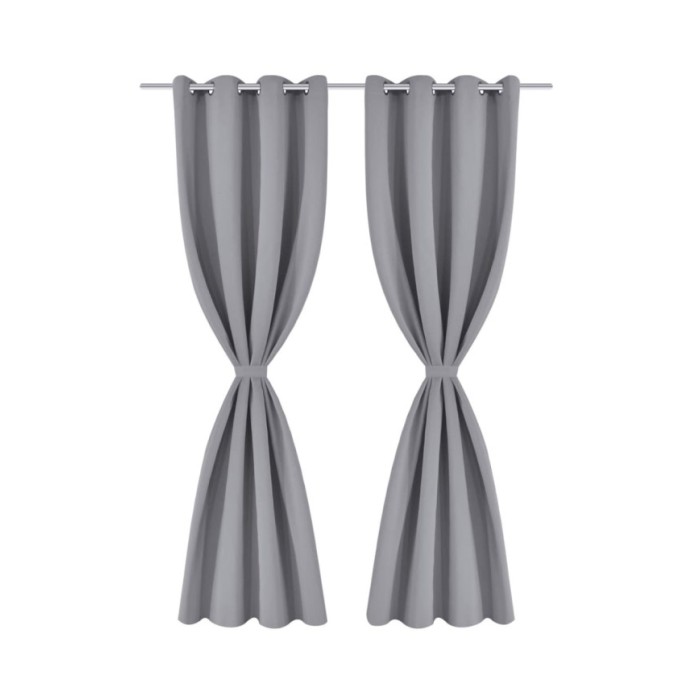 2 pcs Rideau Blackout Occultant Gris avec Œillets en métal 135x245cm