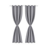 2 pcs Rideau Blackout Occultant Gris avec Œillets en métal 135x245cm