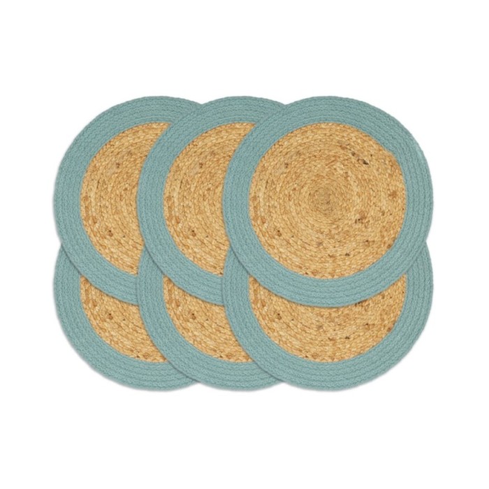 Napperons 6 pcs Naturel et vert 38 cm Jute et coton