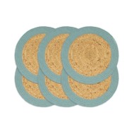 Napperons 6 pcs Naturel et vert 38 cm Jute et coton
