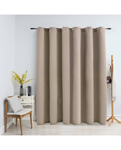 Rideau occultant avec anneaux en métal Beige 290x245 cm