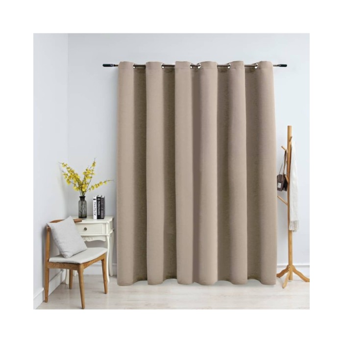 Rideau occultant avec anneaux en métal Beige 290x245 cm