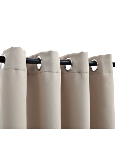 Rideau occultant avec anneaux en métal Beige 290x245 cm