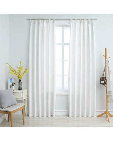 Rideaux occultants avec crochets 2 pcs Blanc cassé 140x175 cm