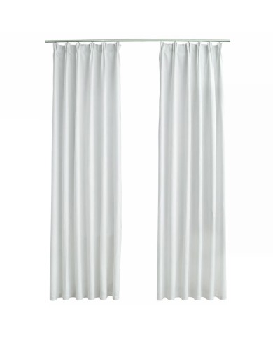 Rideaux occultants avec crochets 2 pcs Blanc cassé 140x175 cm