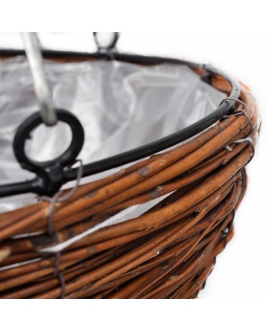 Lot de 4 Paniers Supsendus en Saule avec Fonds et Chaine Pendante 