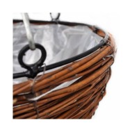 Lot de 4 Paniers Supsendus en Saule avec Fonds et Chaine Pendante 