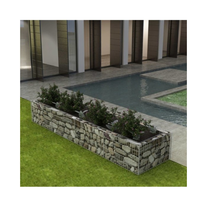 Lit surélevé à gabion Acier 360x90x50 cm