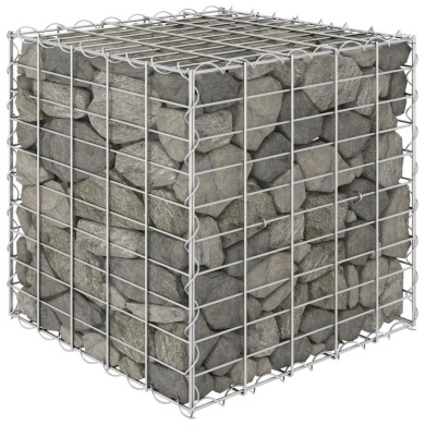 Lit surélevé cube à gabion Fil d'acier 50x50x50 cm