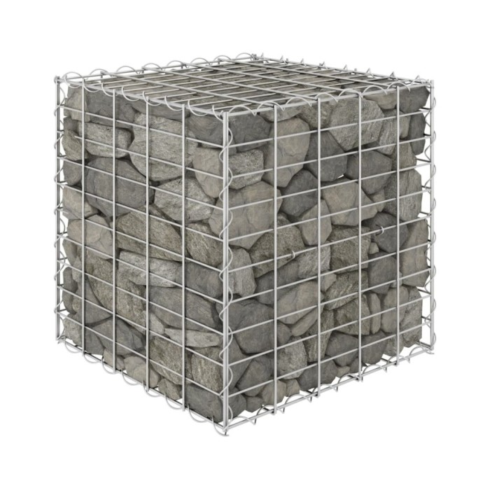 Lit surélevé cube à gabion Fil d'acier 50x50x50 cm