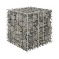 Lit surélevé cube à gabion Fil d'acier 50x50x50 cm