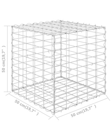 Lit surélevé cube à gabion Fil d'acier 50x50x50 cm