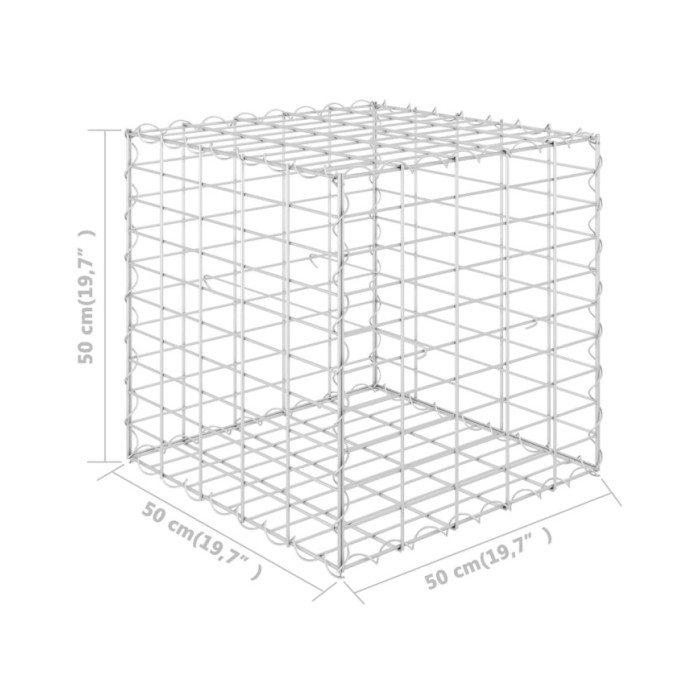 Lit surélevé cube à gabion Fil d'acier 50x50x50 cm